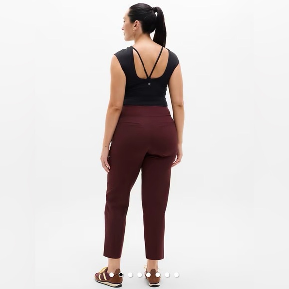 Athleta Endless High Rise Pant Size 6 Style 533636 Maroon Red tapered Stretch - Picture 2 of 9